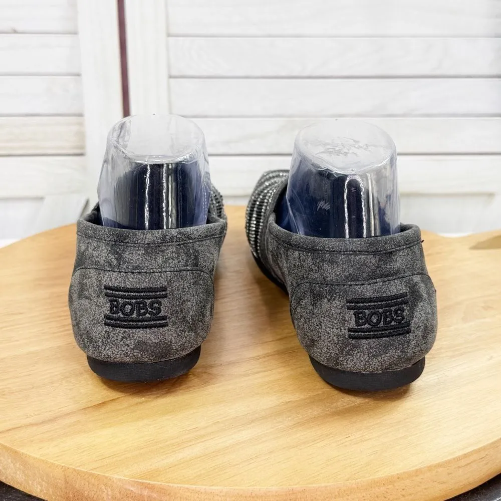 Bobs from Skechers Luxe Lily Love‎ Camo Rhinestone Faux Leather Slip On Flats 8 Black - Image 6