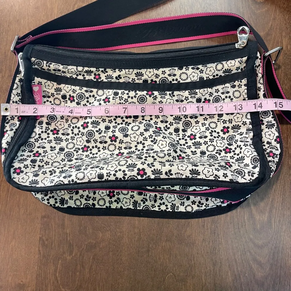Brighton Floral Crossbody Bag Expandable Zippered Black White‎ Pink Shoulder Bag - Image 12