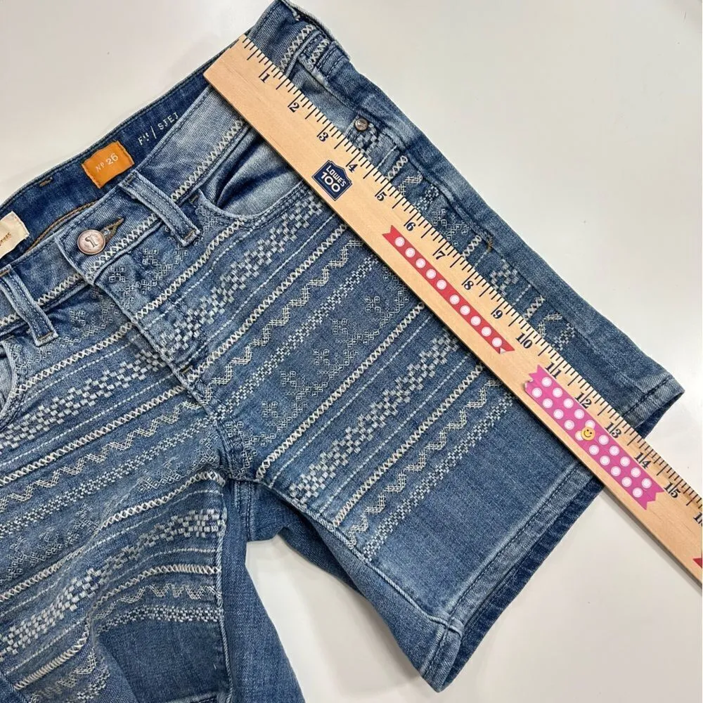Anthropology Pilcro and the Letterpress Stet Embroidered Jean Shorts Size 26 - Image 9