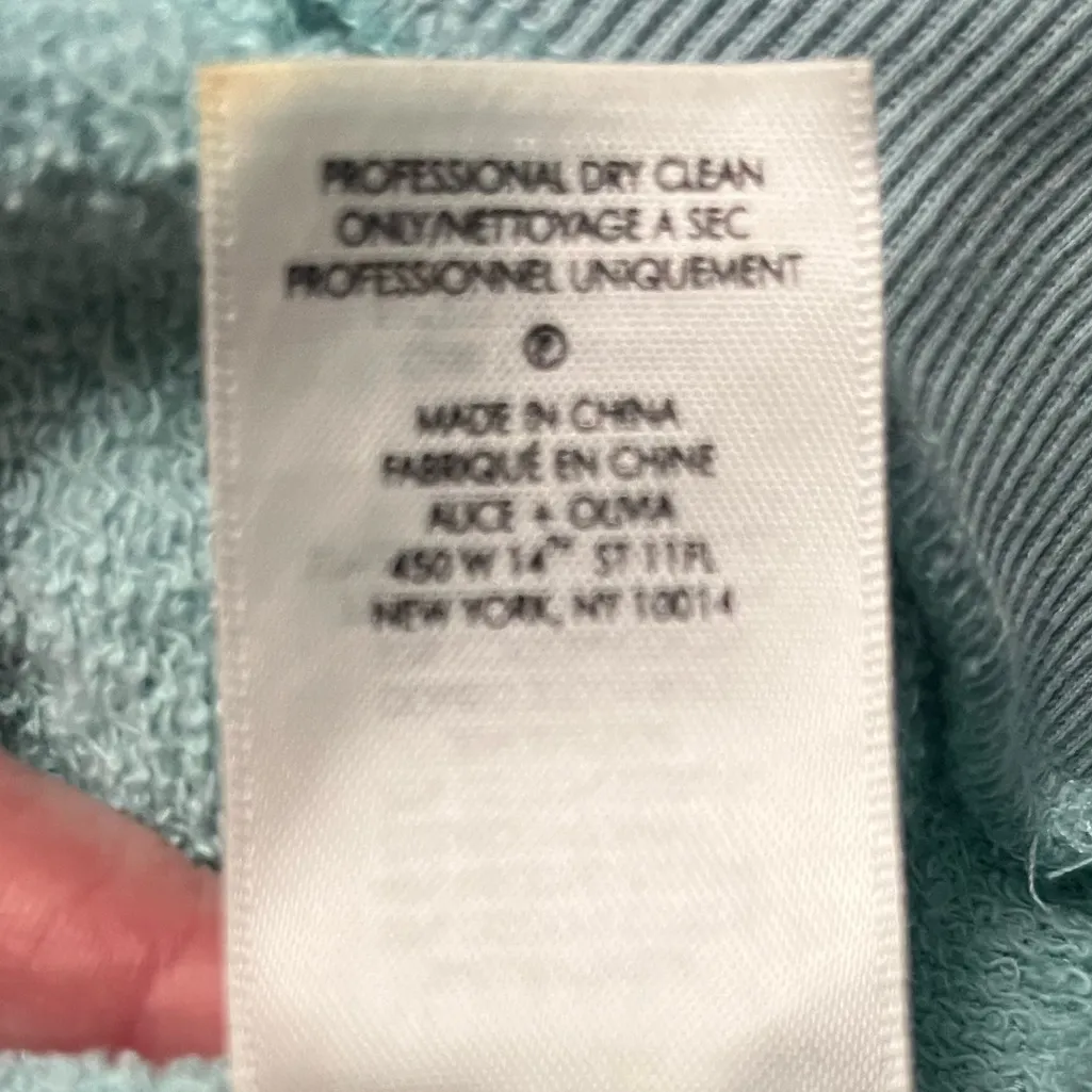 Alice+Olivia Blue Green Crew Neck Long Ruffle Sleeves Cropped Sweatshirt Size M - Image 5