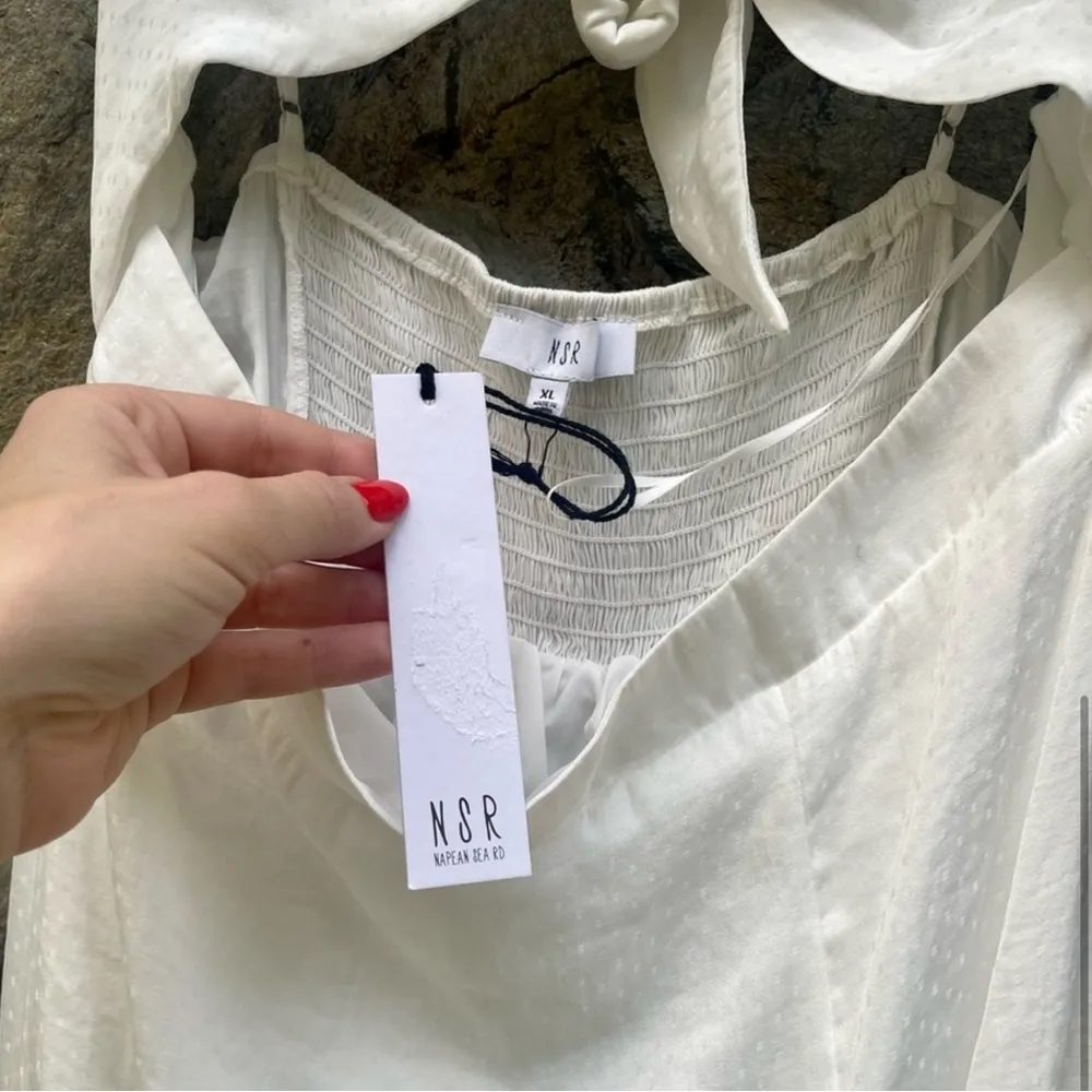 NEW NSR Spaghetti Strap Midi Dress With Cutout Detail NWT Size XL White - Image 5