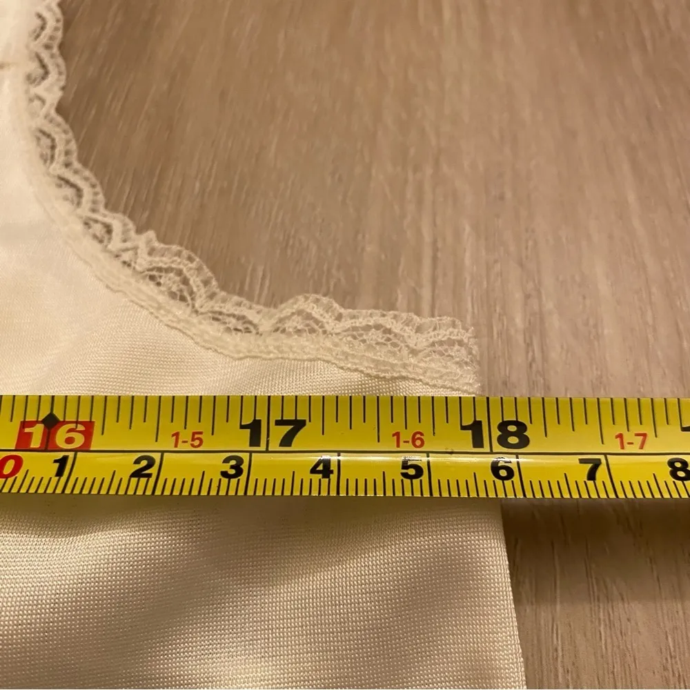 Vintage Vassarette Nylon Camisole Lingerie Top Lace Trim Ivory Size L USA Made - Image 5