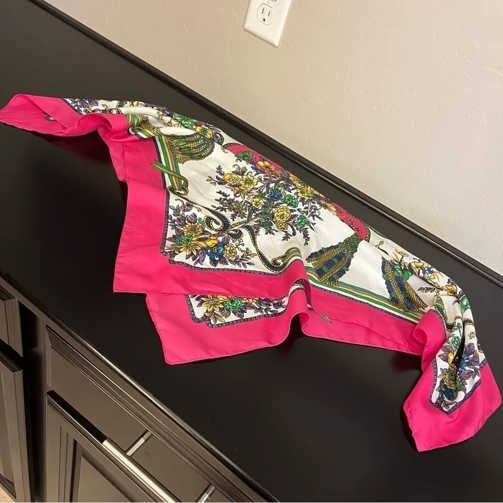 SCARF square colorful and elegant, floral print, quality polyester 31”x31” - Image 3