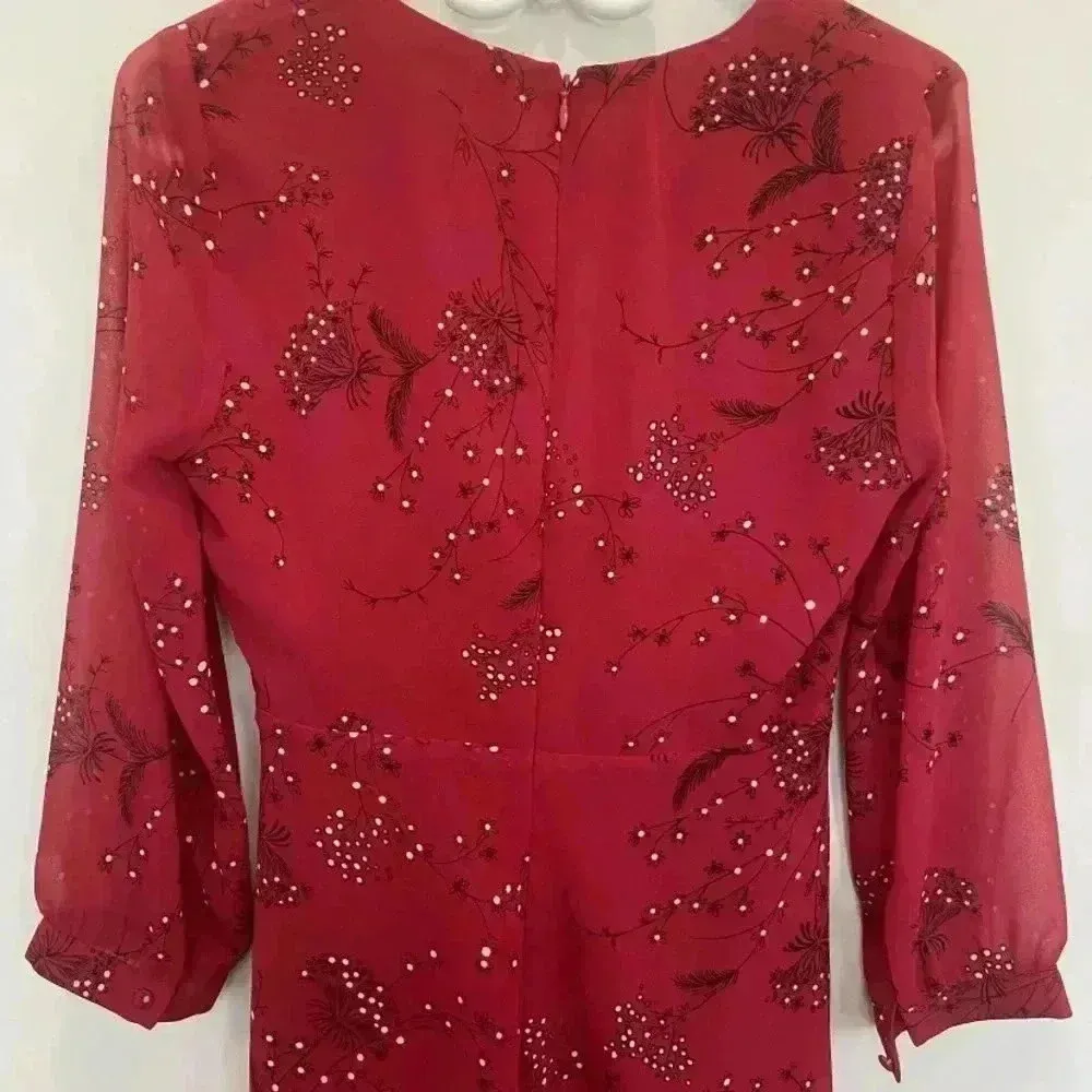 Madewell Red Wrap Floral Print Crepe Mini Dress sz 0 - Image 8