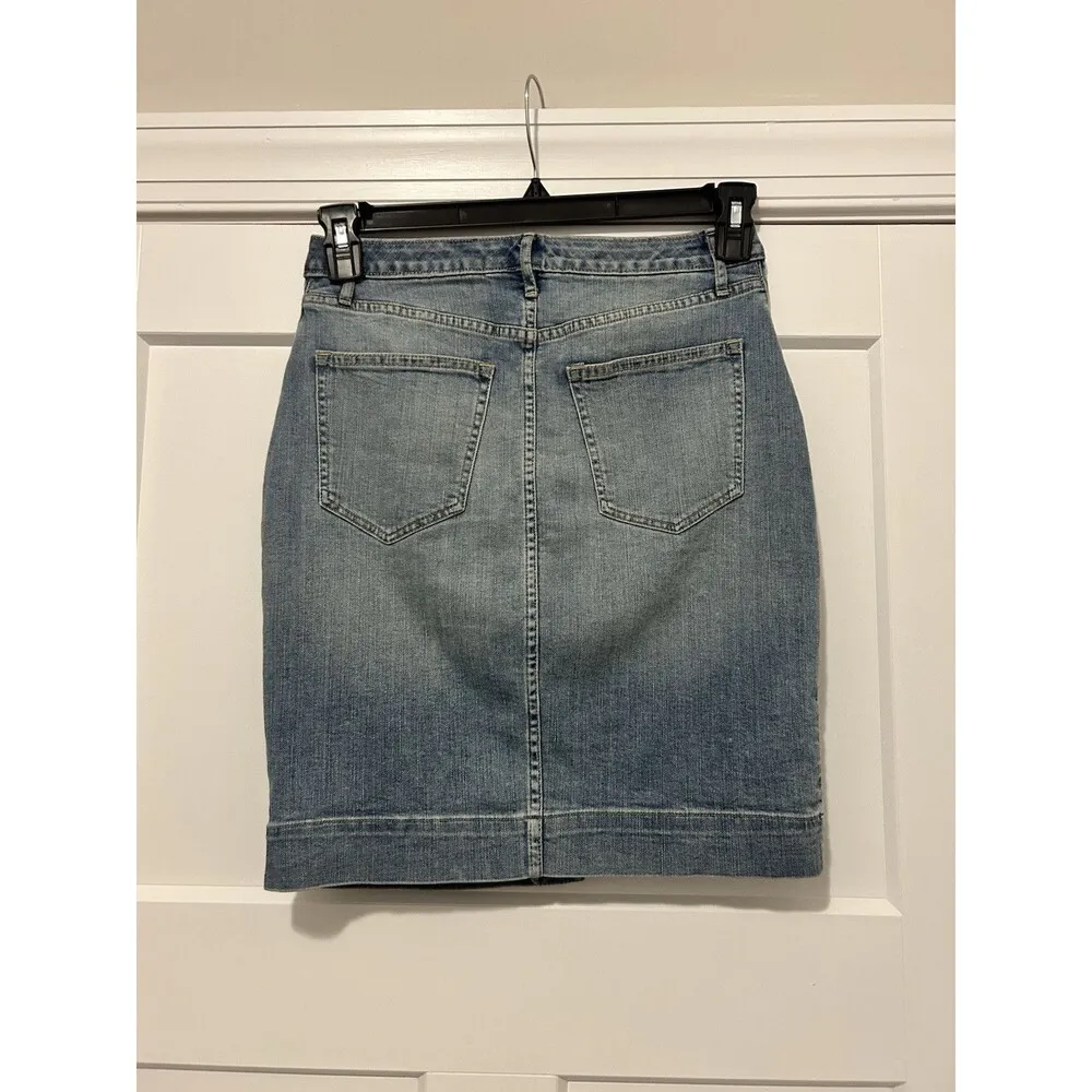 Banana Republic Denim Jean Skirt Women’s Size 0 Petite Button Fly Stretch Modest - Image 4