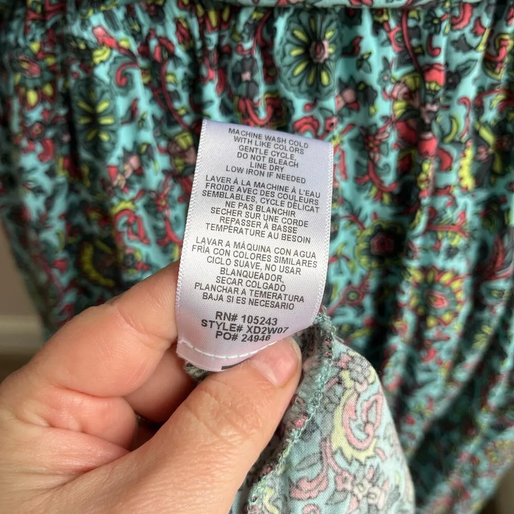 Bobeau Blue Floral Waist Tie Midi Dress Size 2X - Image 5