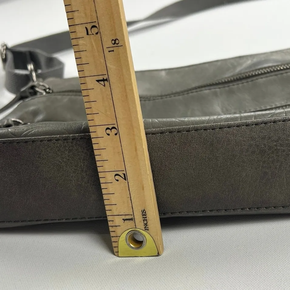 The Sak Reseda Gray Leather Bohemian Crossbody Bag Purse Embossed Floral - Image 15