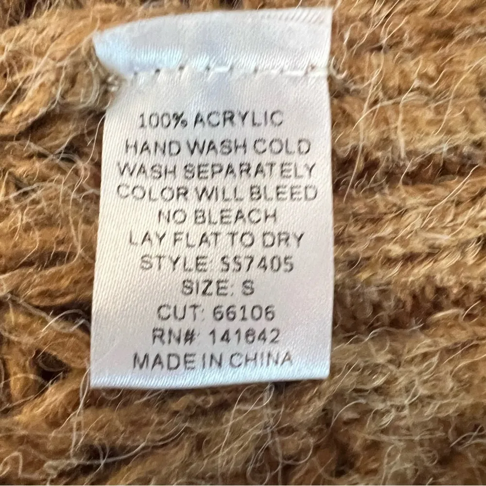 Leela & Lavender Oversized Tan Cable Knit Boyfriend Cardigan Sweater Womens S - Image 5