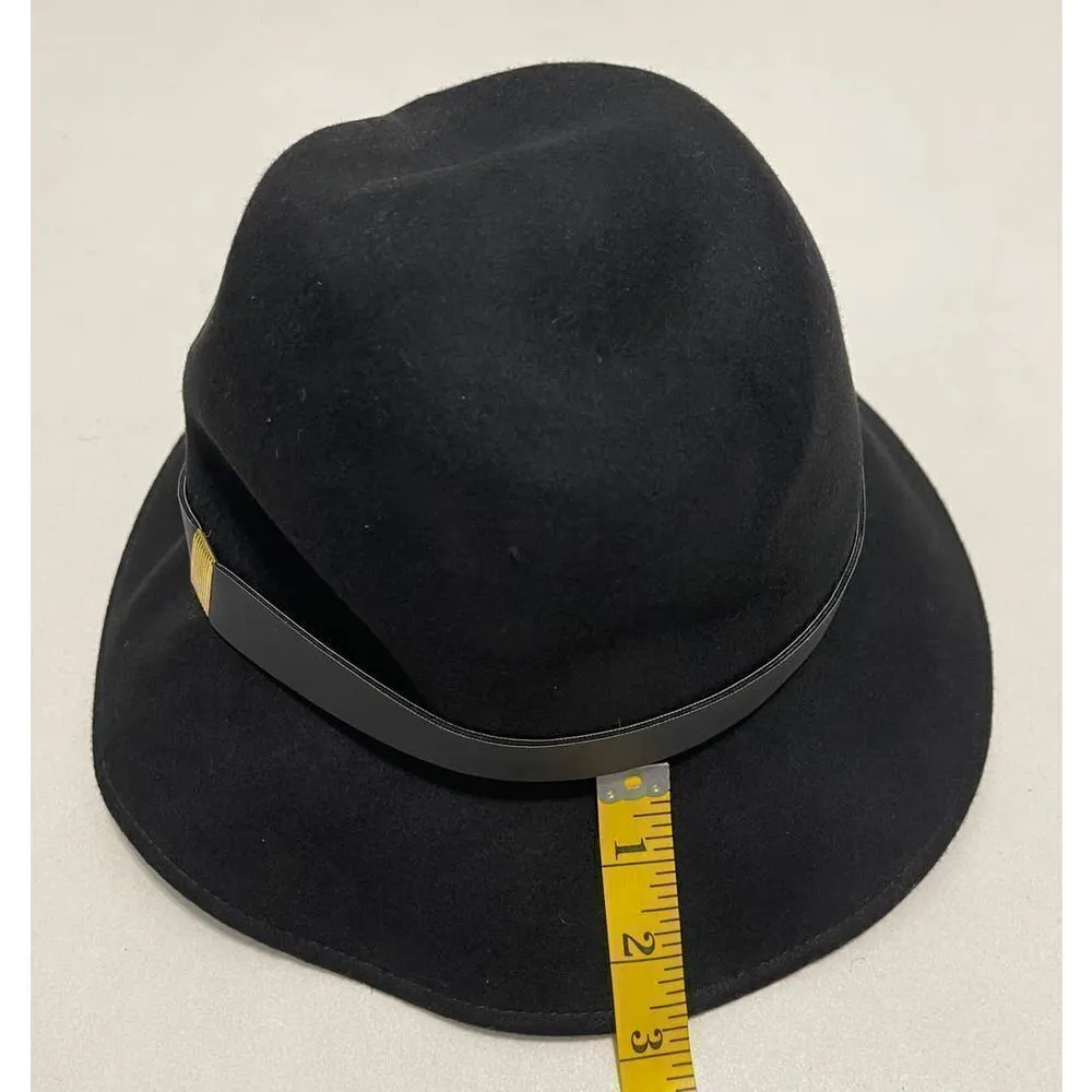 Black Wool Cloche Hat with Band Winter Fall Fashion Hat Floppy Boho Gold Accents - Image 4