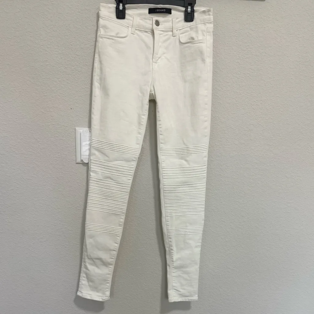 J BRAND Rare Willow Blanc Super Skinny White Moto Jeans Size 27 Midrise - Image 3
