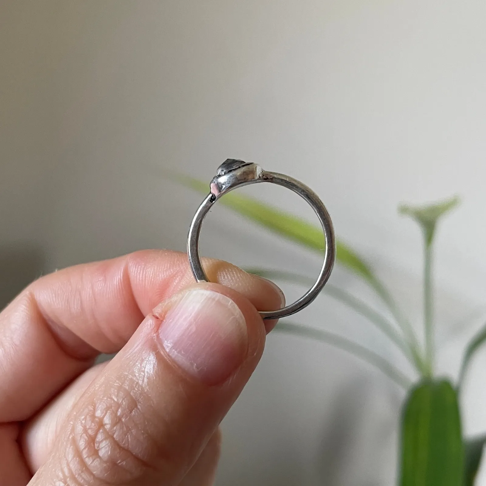 Dainty Pear Gemstone Ring Sterling Silver Minimalist Boho Chic Y2K Early 2000s - Image 4