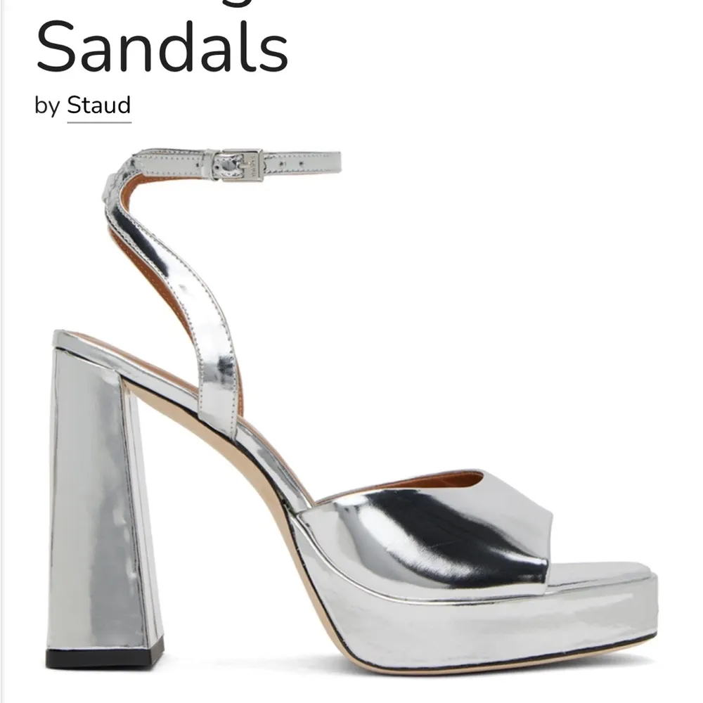 BNwT STAUD Silver Solange Block Heel Platform Sandals Size 41 / 10.5 - Image 3