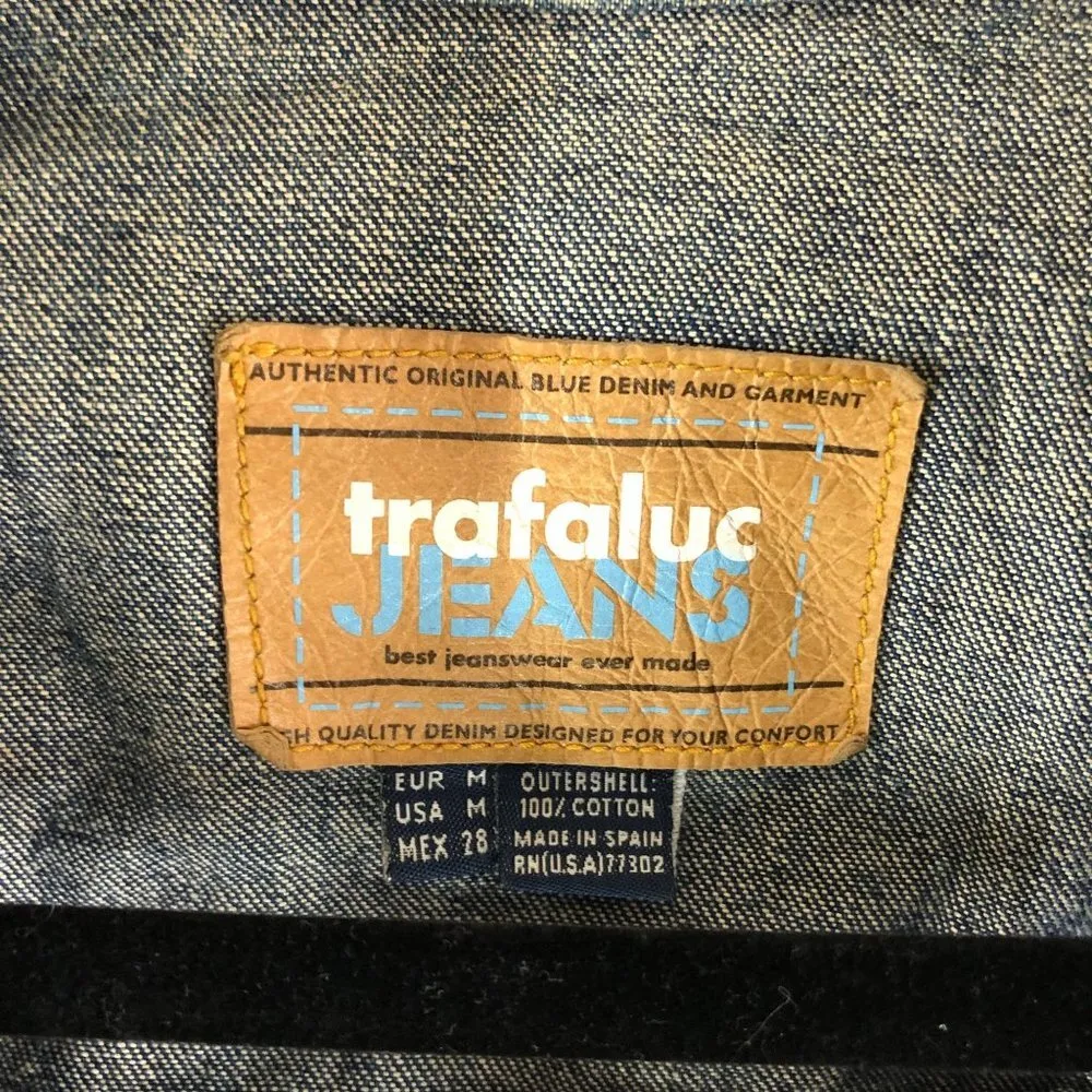 Trafaluc Jeans Womens Denim Jacket Vintage Retro Trucker Dark Wash M - Image 3