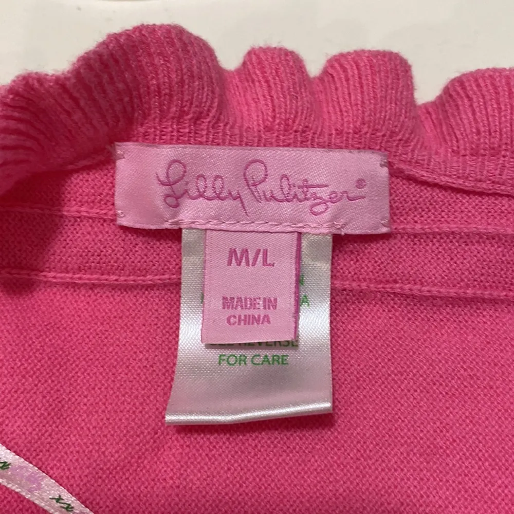 Lilly Pulitzer Pink Phoebe Short Sleeve Knit Open Front Shrug Sweater M/L - Image 5