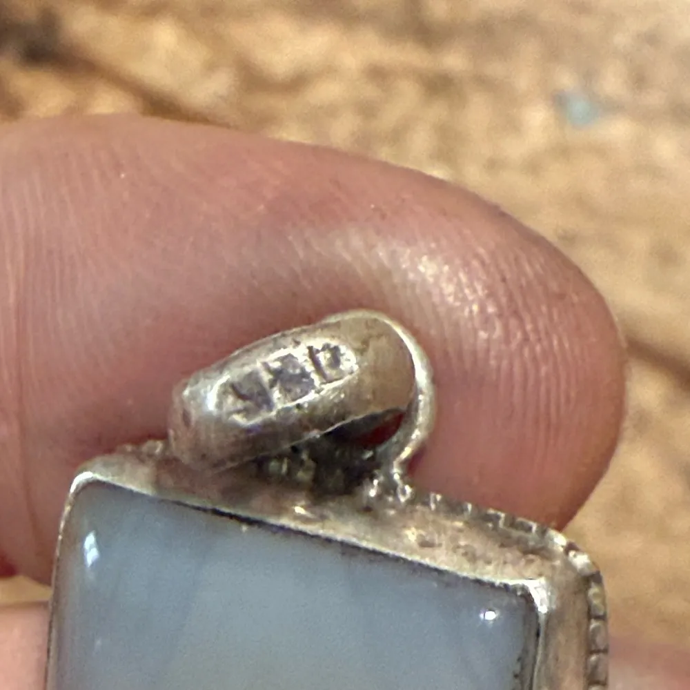 This is a sterling silver moonstone Rectangular Stone Pendant - Image 5