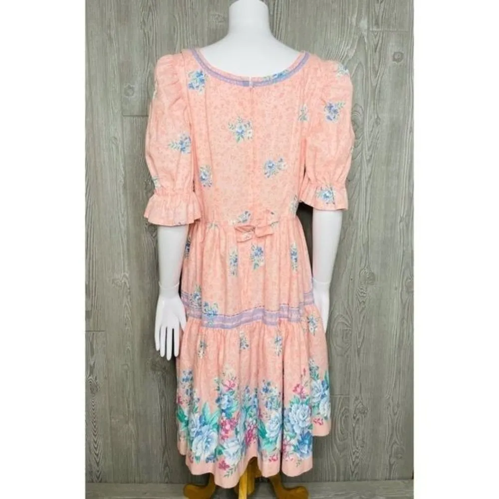 Unique vintage short sleeve lace corset detail baby doll style Lolita harajuku d Pink Size M - Image 3