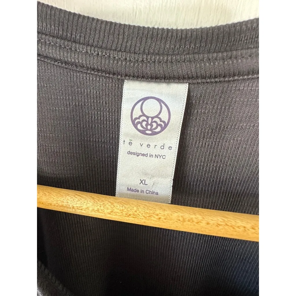 Te Verde Dark Gray Open Back Cotton Blend Tank Workout Yoga Lounge Size XL - Image 4
