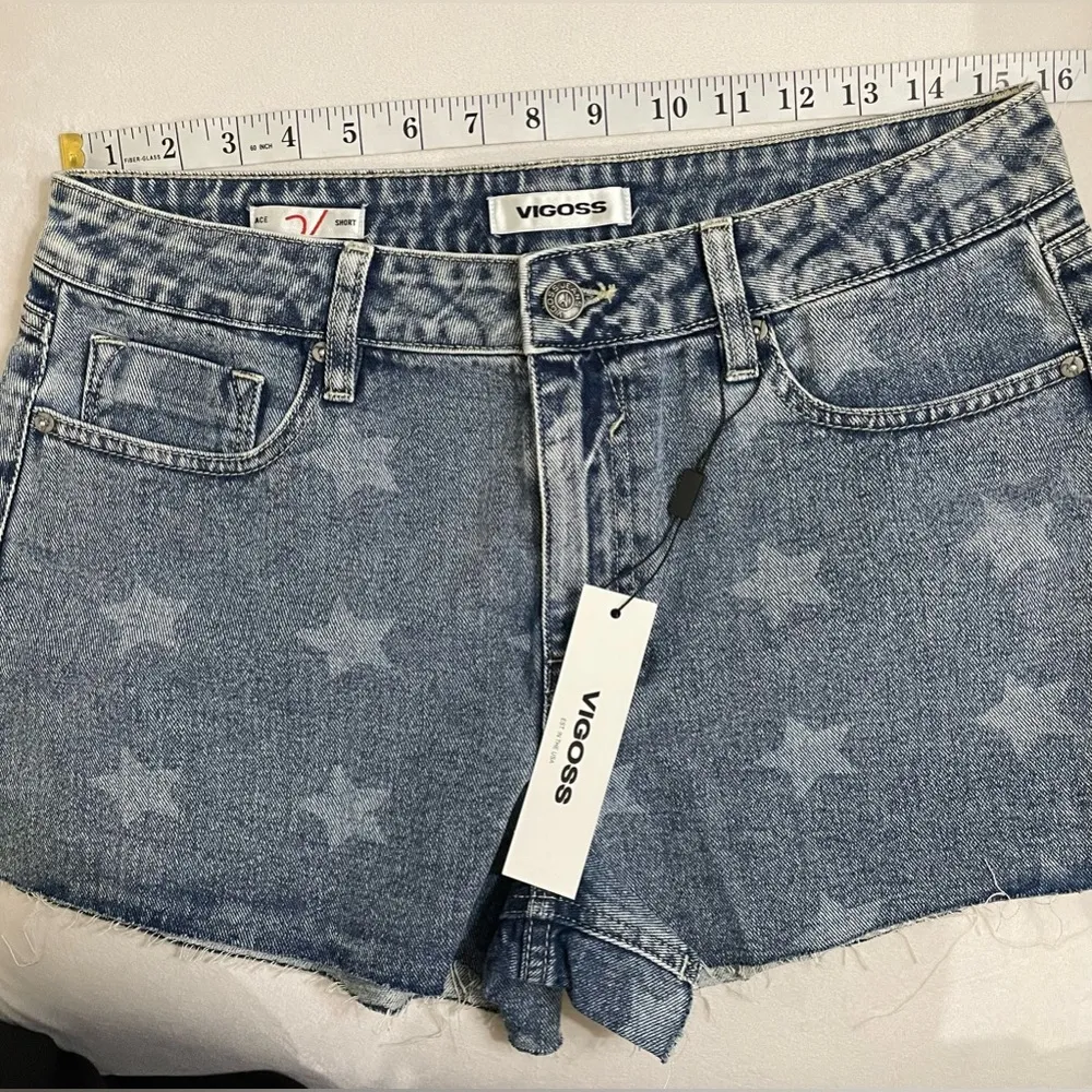 NWT Vigoss® Stars ACE 3" High Rise Denim Shorts | Size 30 Raw Hem - Image 14