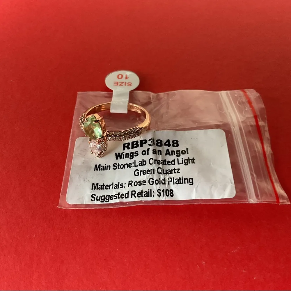 Bomb Party RBP3848 “Wings of an Angel” LC Quartz on Rose Gold Size 10 Ring NWT - Image 4
