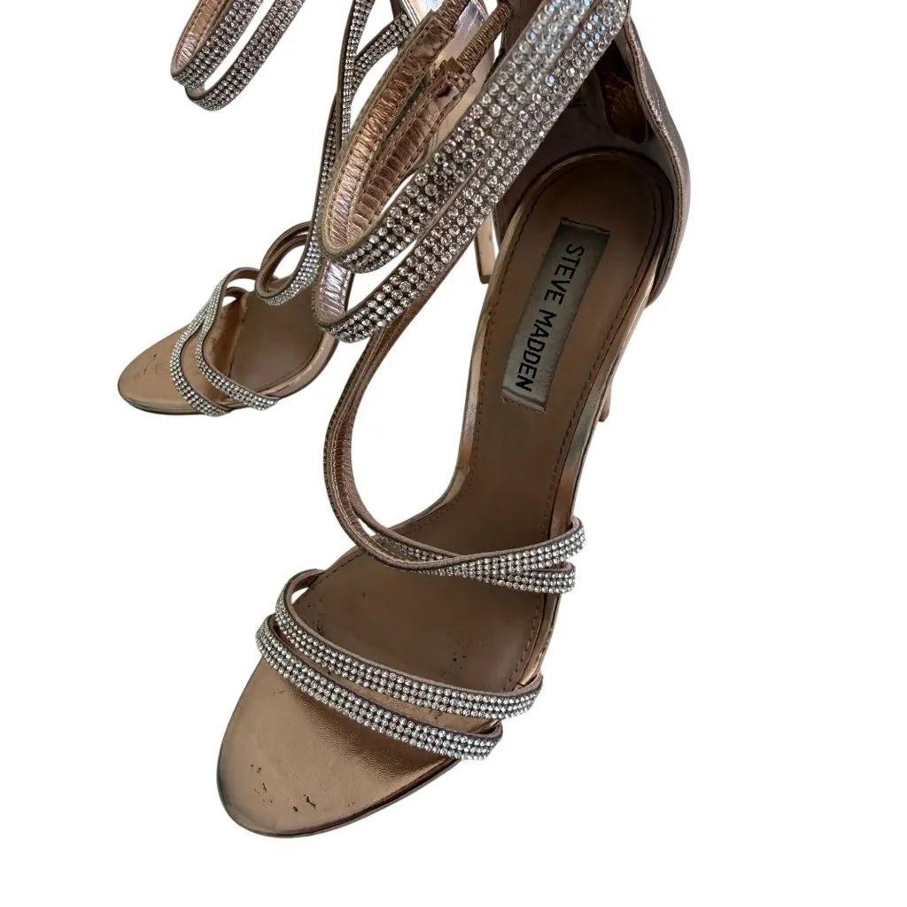 STEVE MADDEN Sweetest Rose Gold Rhinestone Jeweled Heels Size 8 - Image 2
