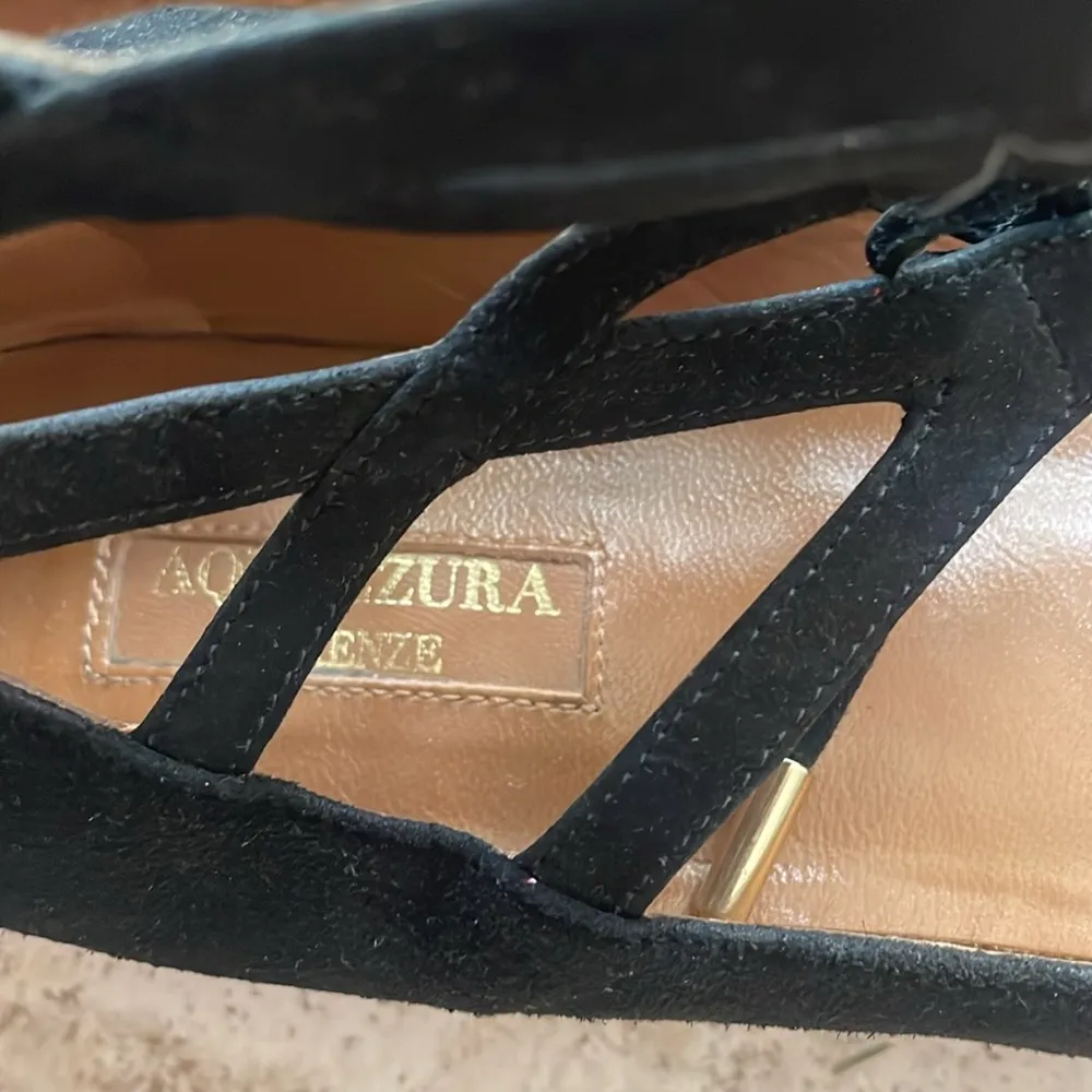 Aquazzura Belgravia Suede Flats in Black Size 6 - Image 6