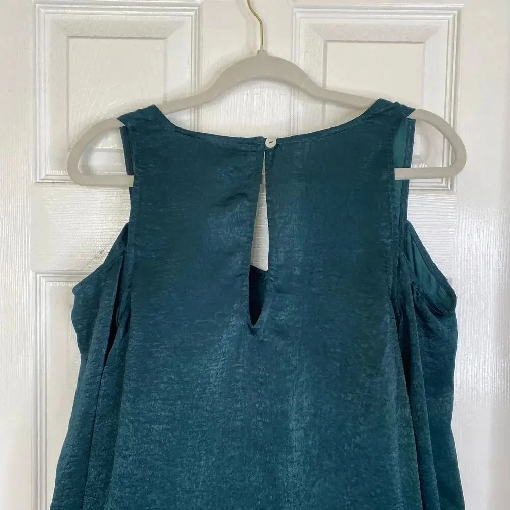 SHOW ME YOUR MUMU Cold Shoulder Boo Tunic Forest Green Teal Size XS Bell Sleeves - Image 8