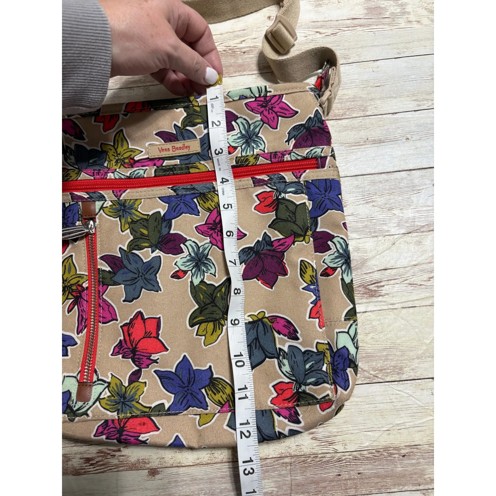 Vera Bradley Travel Ready Crossbody Bag Floral Neutral Vibrant - Image 4