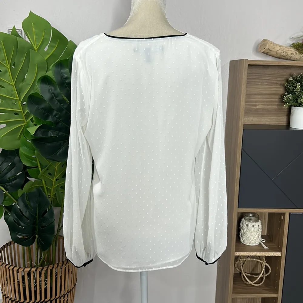 White House Black Market • whbm Swiss dot vneck blouse - Image 2
