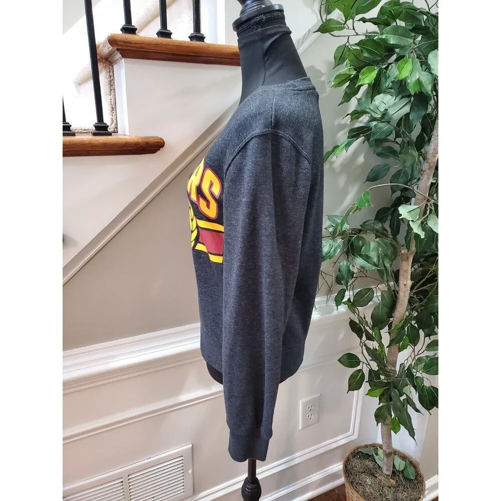 Women's Solid Gray Cotton Crew Neck Long Sleeve Casual Sweat Shirt Size Medium - Image 6