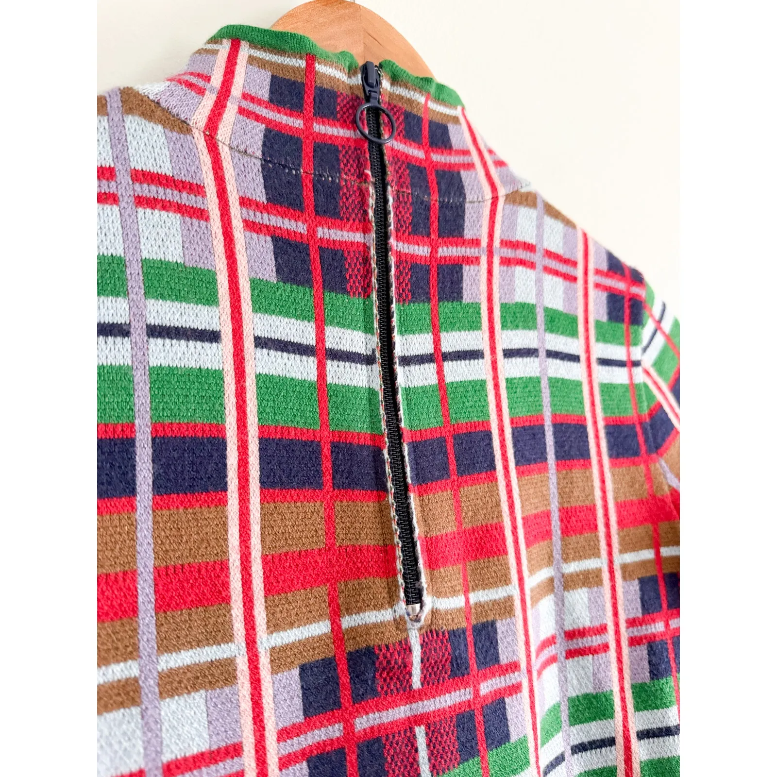 Anthropologie | NWT Nina Rainbow Plaid Sweater Mini Dress Mock Neck | Sz S - Image 12