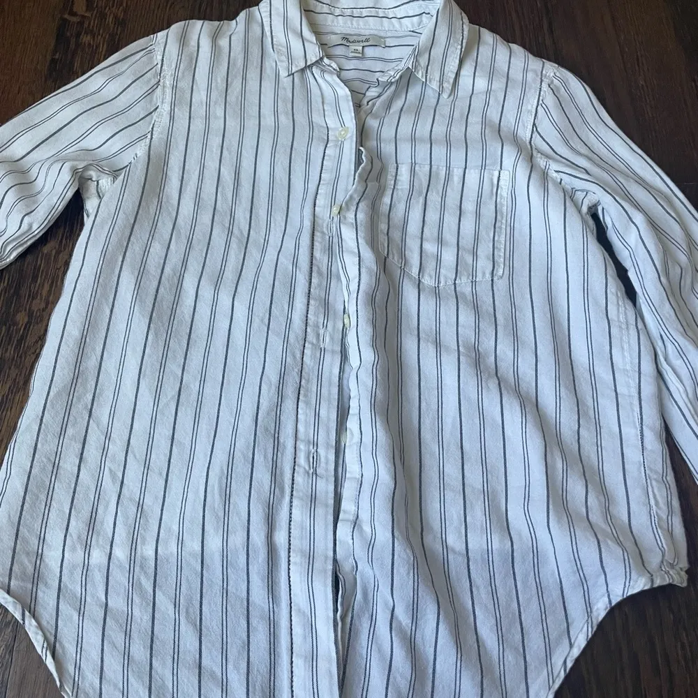 Madewell striped long sleeve button down knot shirt - Image 2