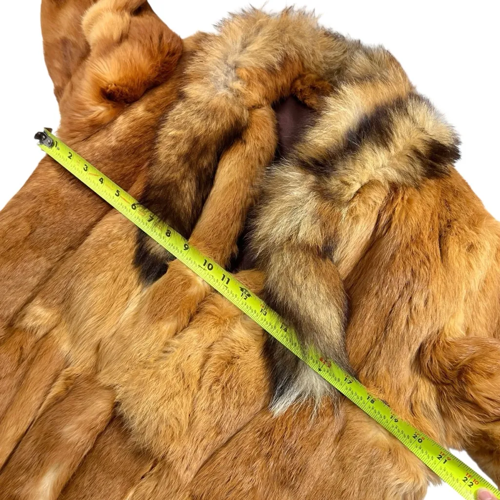 Vintage Red Fox Fur Jacket with fox tails neck Orange Size M - Image 8