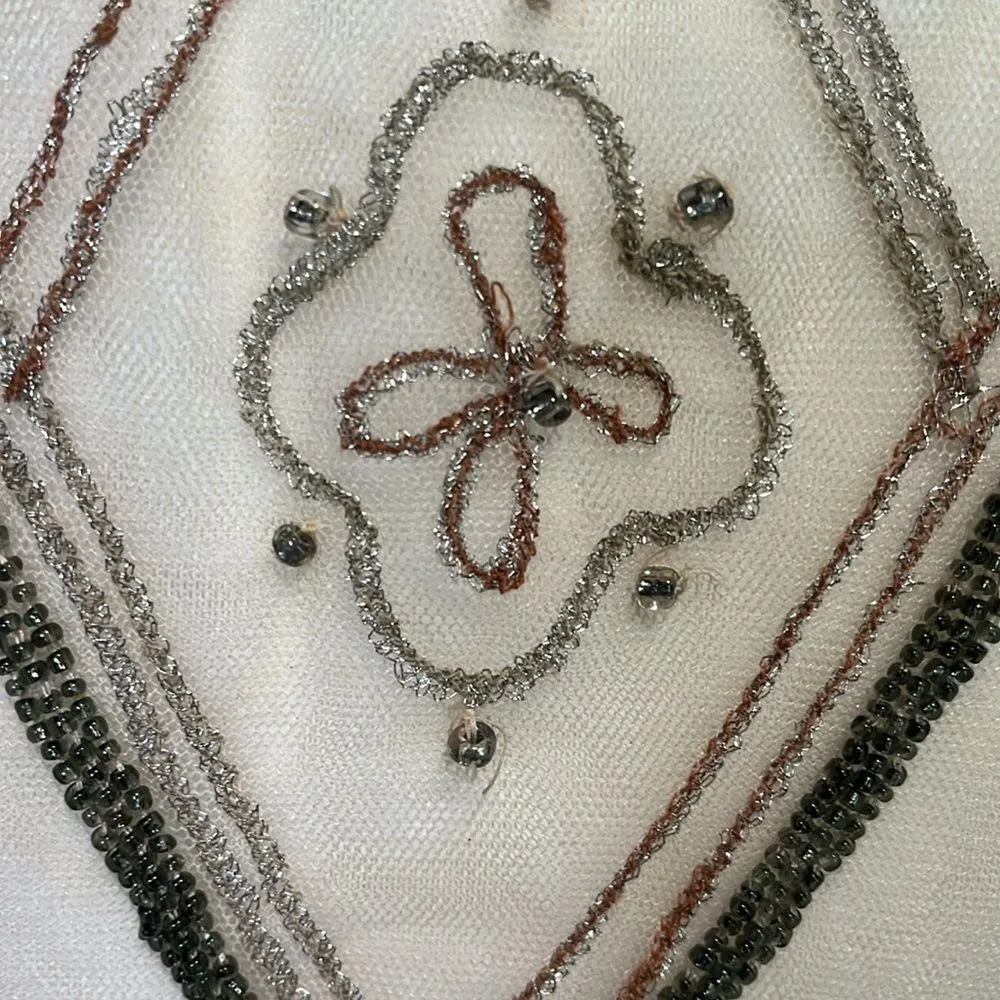 Free People boho intricately beaded embroidered blush sheer top XS TP LOOSE FIT - Image 8