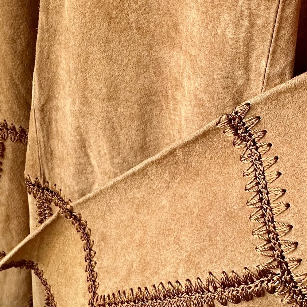 Brown Suede Women's Jacket Sz 2X Patchwork Boho Chic Western Cowboy Fairycore - Image 8