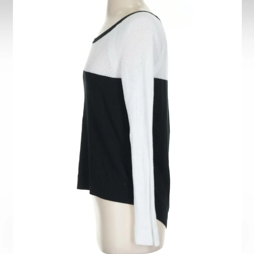 Rag & Bone Black & White Mesh Raglan Sleeve Knit Pullover Sweater Size Small S - Image 4