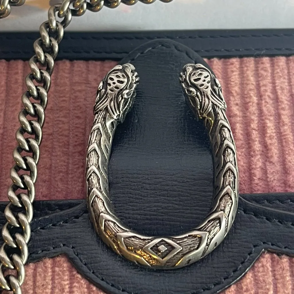 Gucci Dionysus Mini Pink Corduroy and Leather Shoulder/Crossbody Bag - Preowned - Image 9