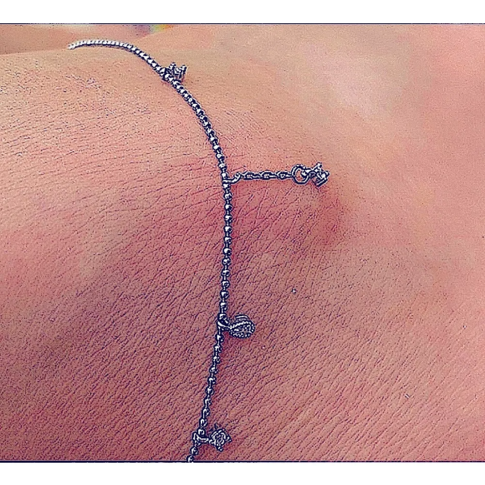 Star‎ Anklet Simulated Diamond 925 Sterling Silver, 42+8cm Adjustable - Image 2