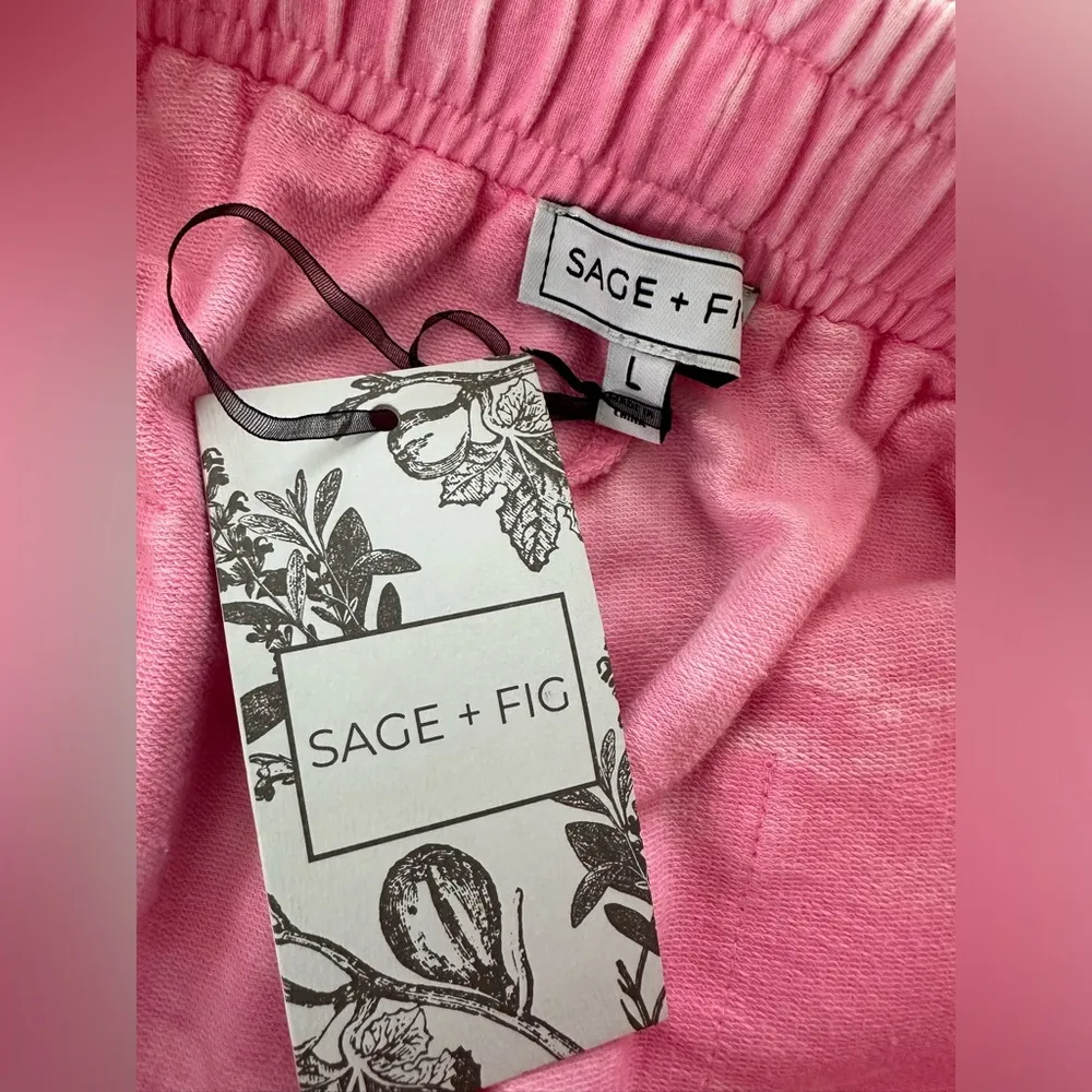 SAGE + FIG Mineral Washed Terry Wide Leg Pants size large pink - Image 5