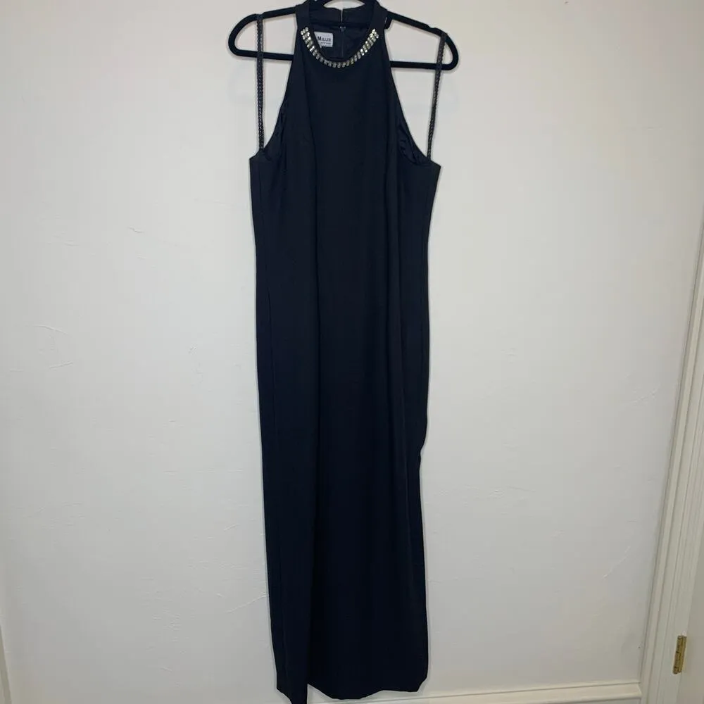 Vintage Karen Miller Maxi Dress Formal w Jacket Rhinestone Trimmed Sz 18 - Image 3