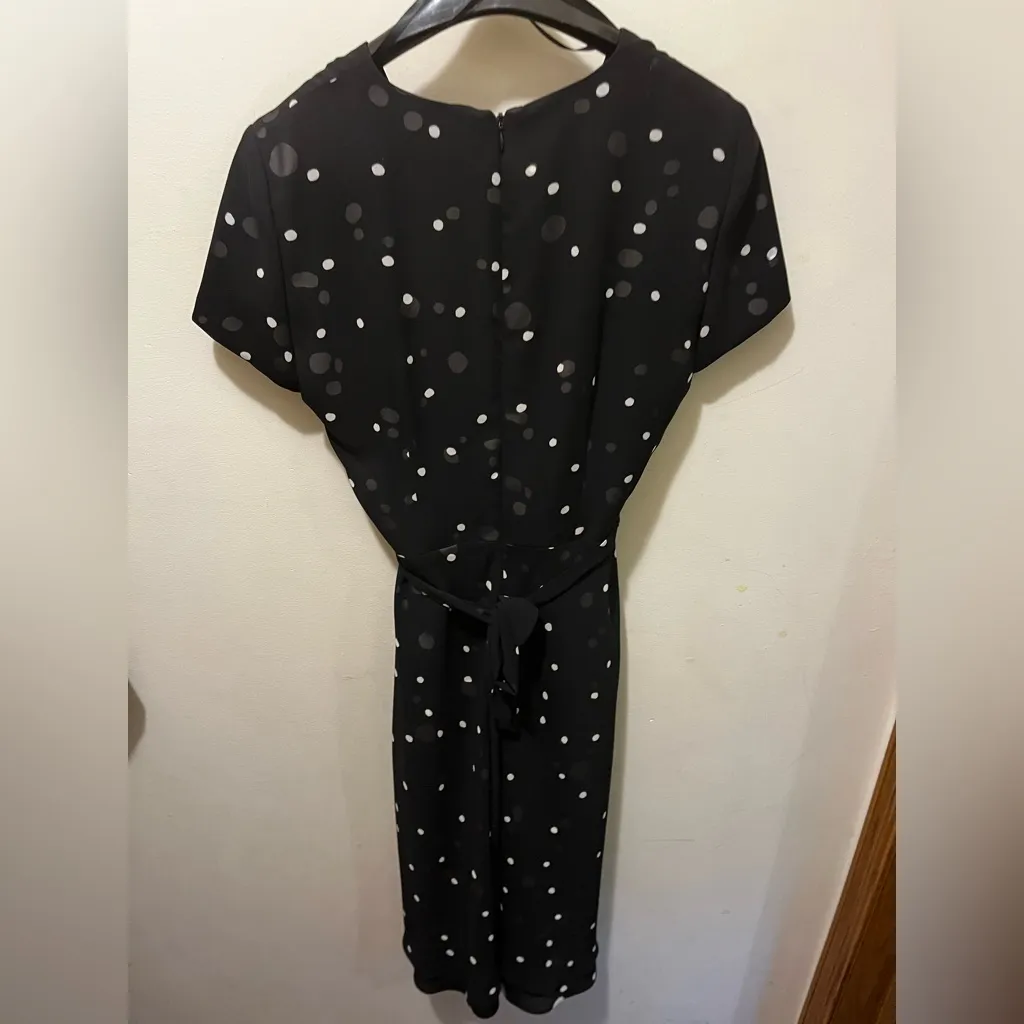 Vintage David Warren chiffon black and white‎ polka dot dress sz 10P - Image 4