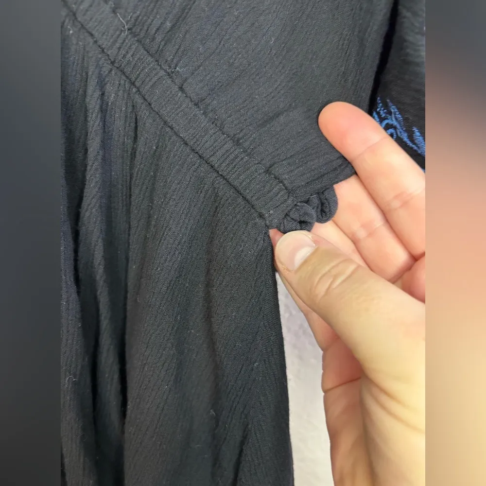 Free People Cora Black Embroidered Dress Size M - Image 14