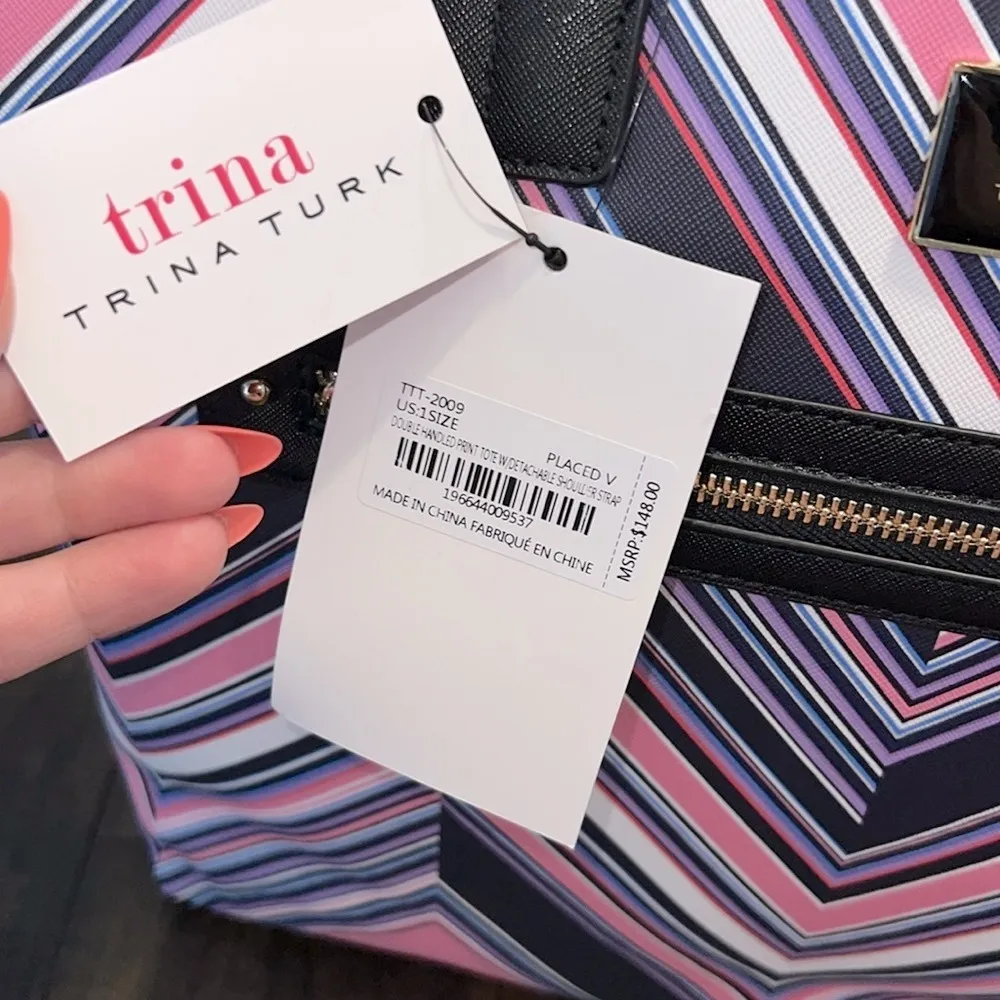 NEW Trina Turk Graphic Striped Tote - Image 7