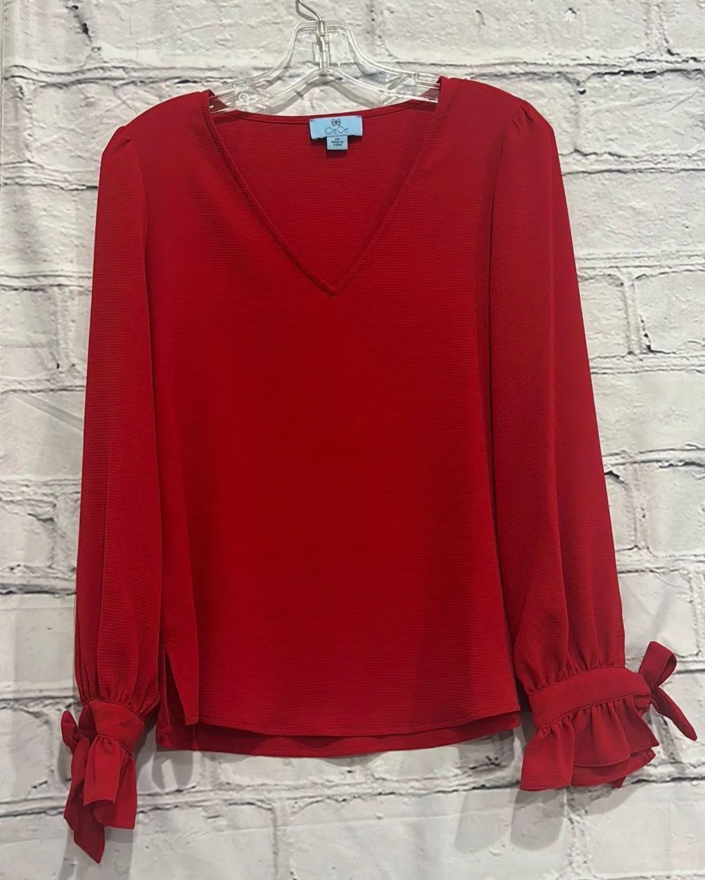 NWT  Womens Tie Cuff V-Neck Blouse XS. - Image 3