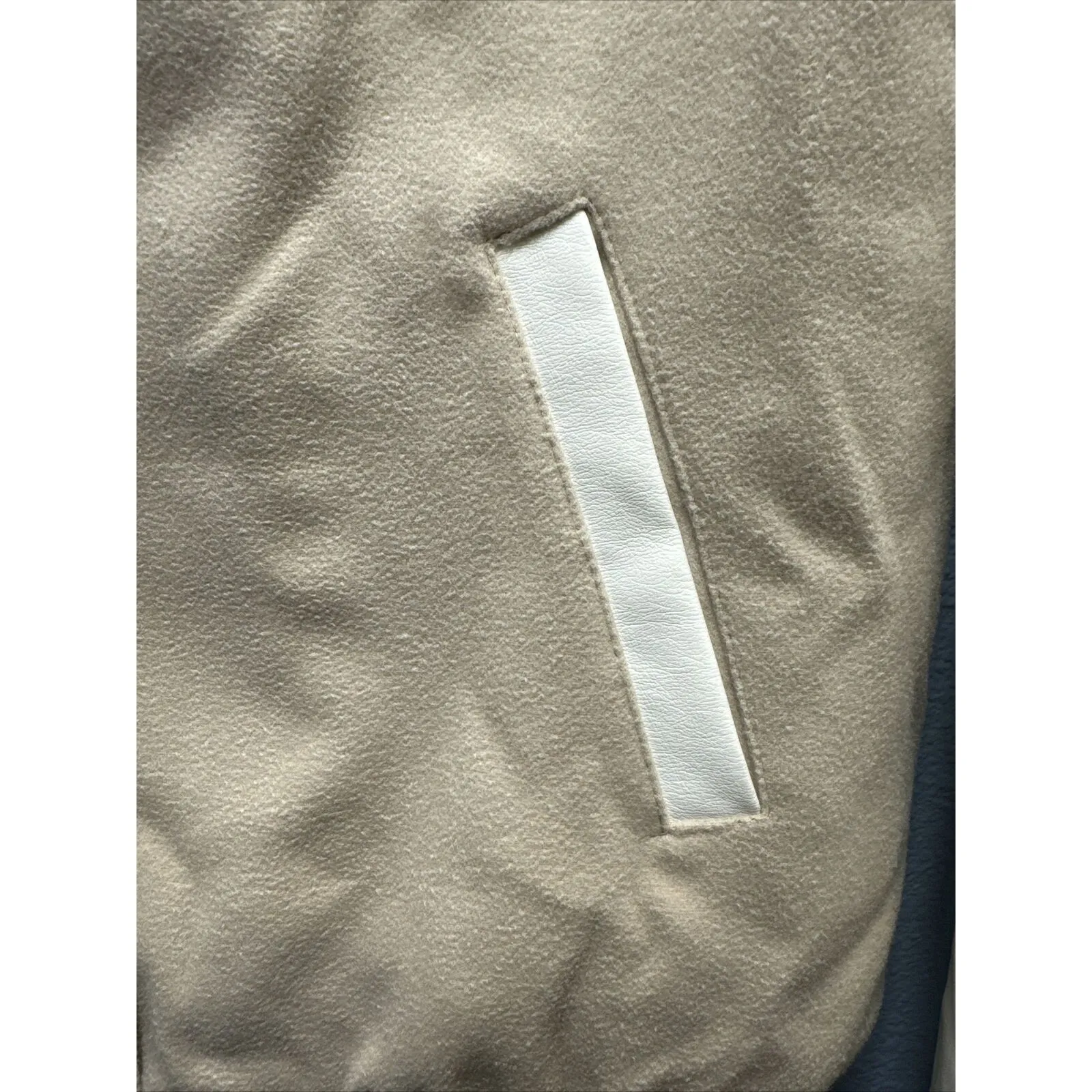 RSQ Varsity Lettermen Jacket Women Size Small Beige-Taupe With Ivory - Image 3