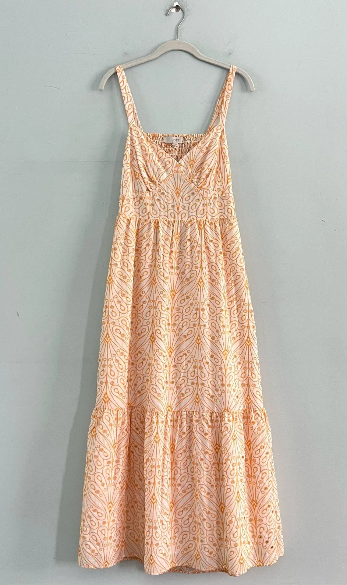 NWT Loft Petite Eyelet Open Back White Tiered Cotton Maxi Dress - Image 3