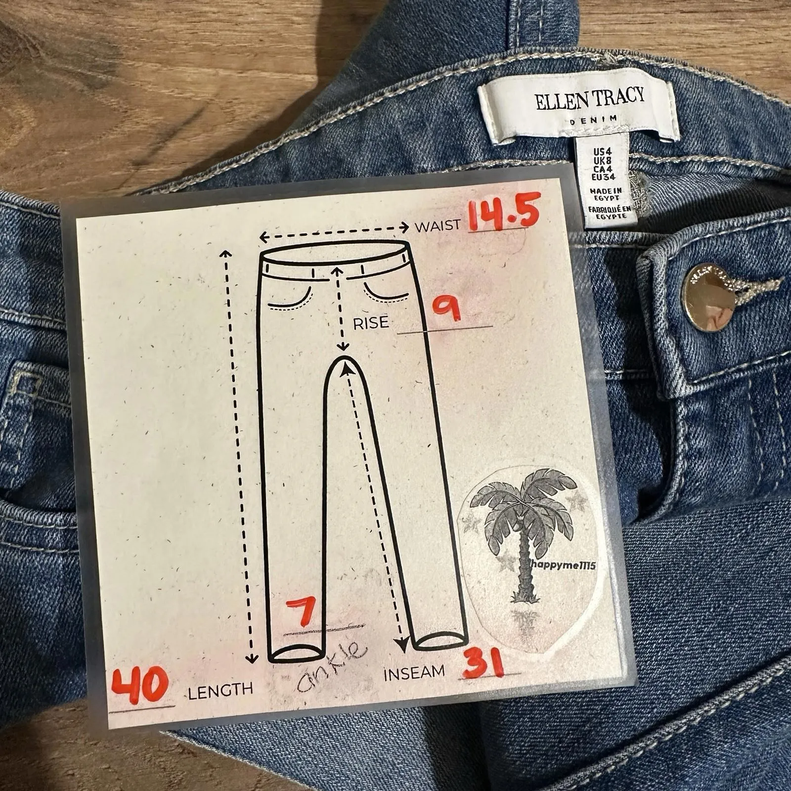 ELLEN TRACY The Straight Leg Jeans Womens 4 Blue Med Wash Denim Cotton Blend - Image 4