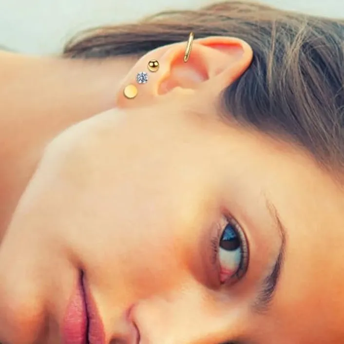 Tiny Gold 4mm CZ Stud Earrings – 18K Gold Plated Stainless Steel, Hypoallergenic - Image 2