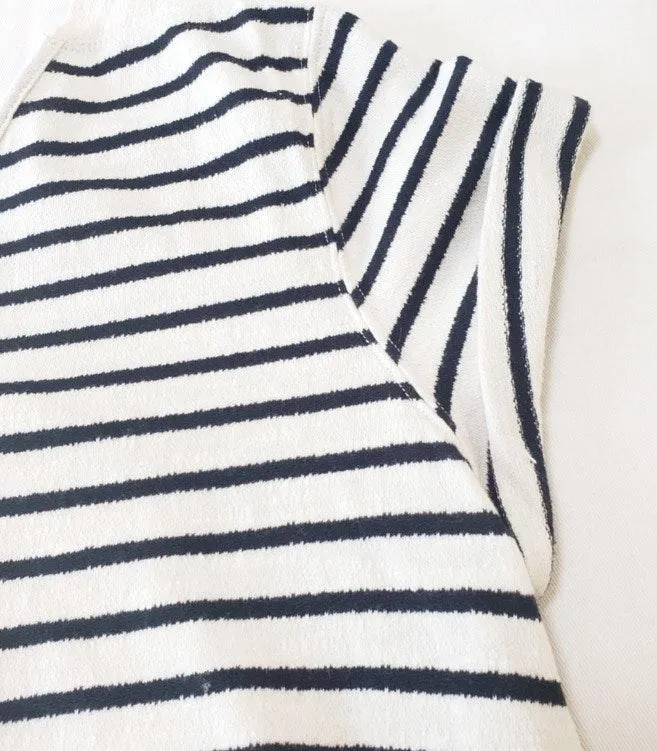 High-Low Sheer Stripped Rolled Sleeve - Image 7