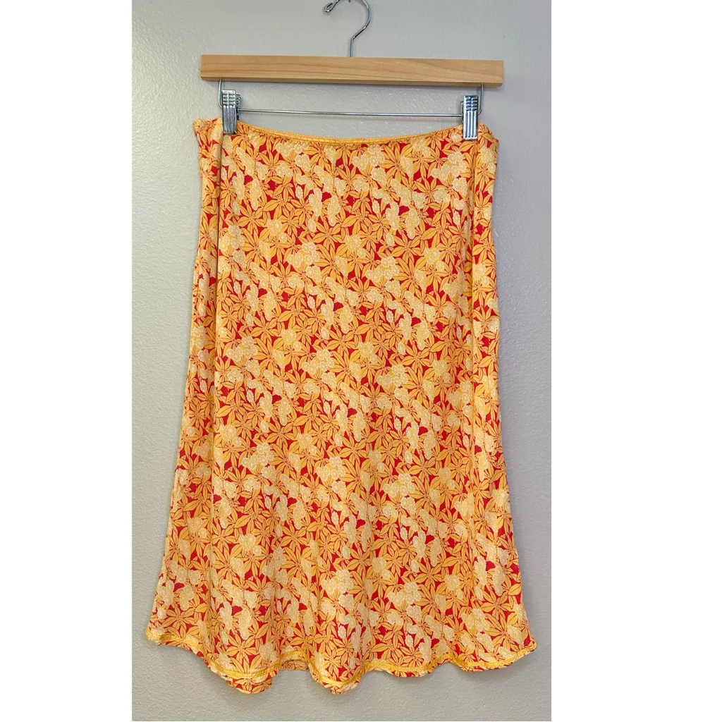 GAP Vintage Y2K 2001 Floral Yellow Red Orange Flowy Skirt - Image 2