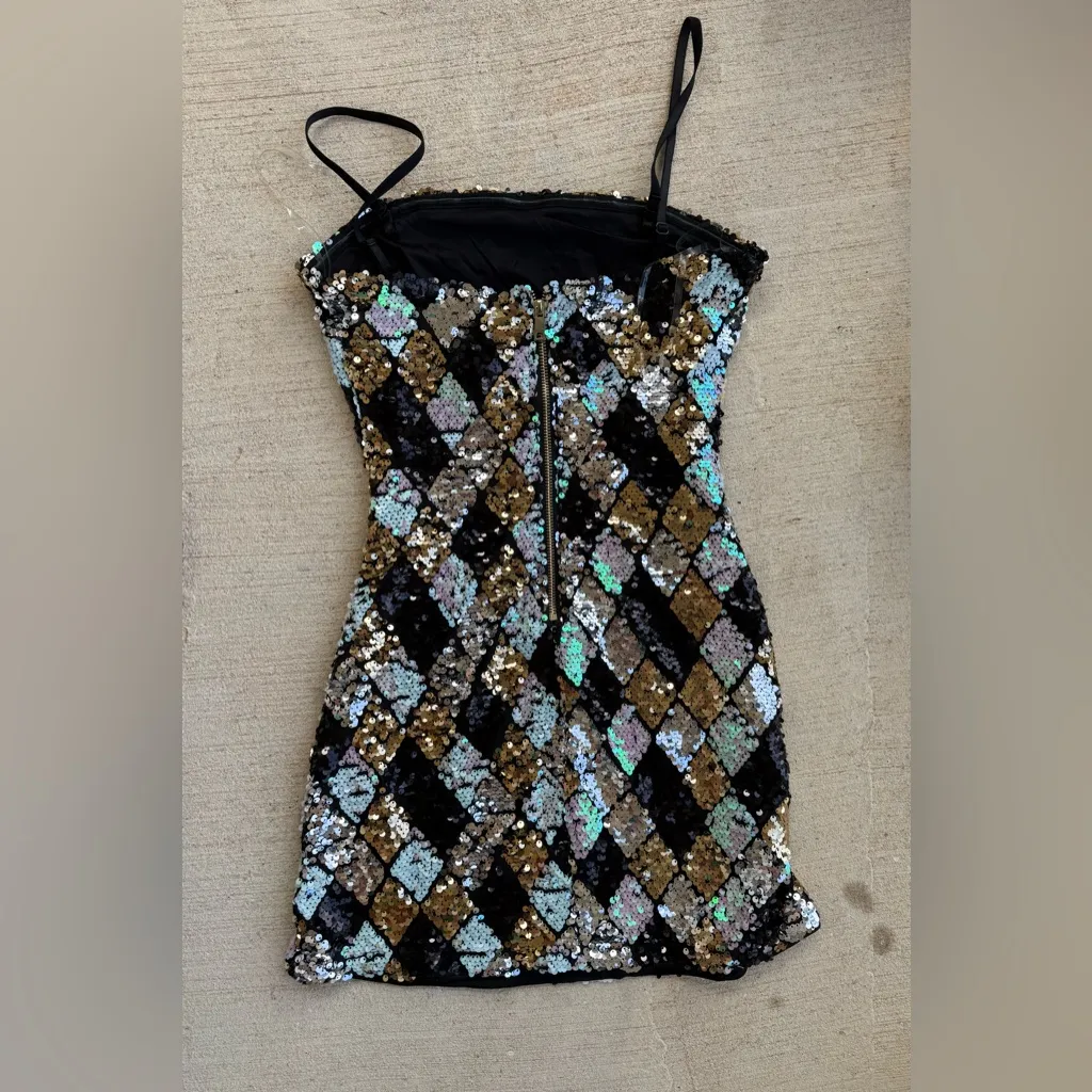 12th Tribe Diamond Sequin Strappy Dress, Size XS - Image 4